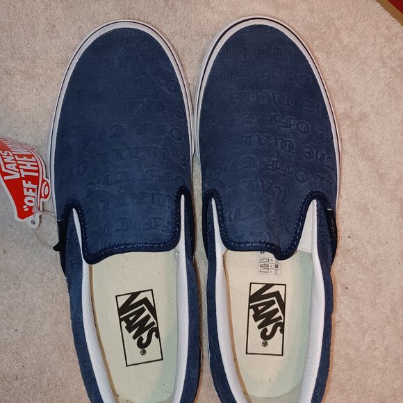 Vans Men's 6.5/Women's 8 Slip On Debossed "Off The Wall" Blue RARE - Picture 7 of 12